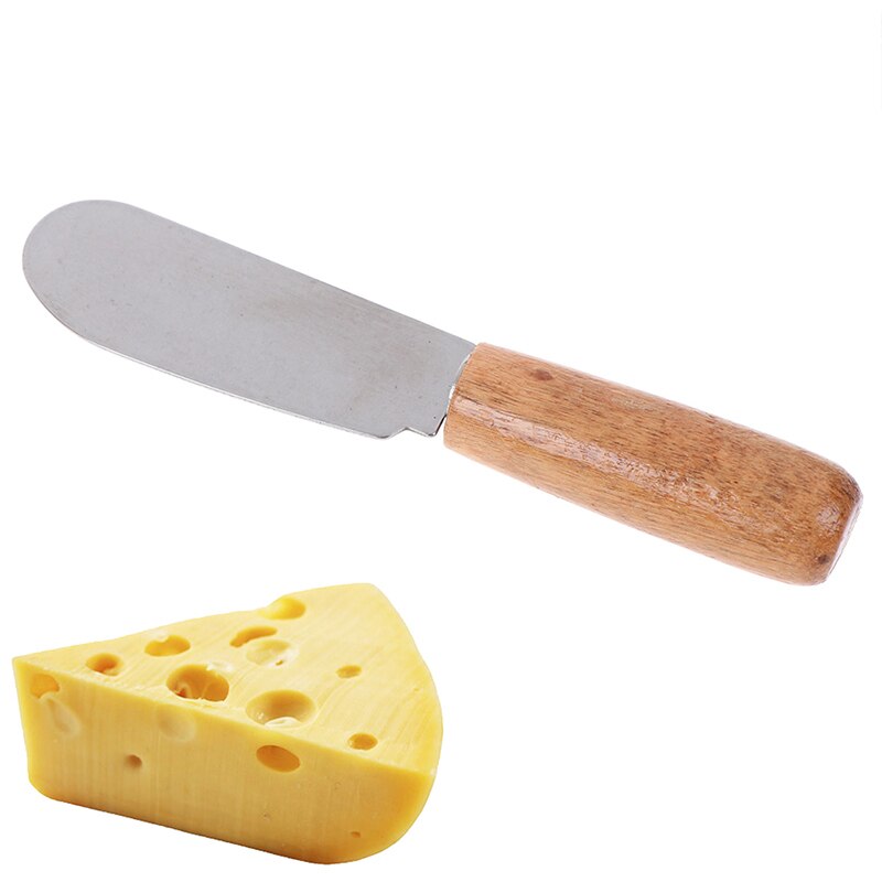 1 st 10.2*2cm mini smörgåsspridare smör ostskärkniv rostfri spatel köksredskap med trähandtag