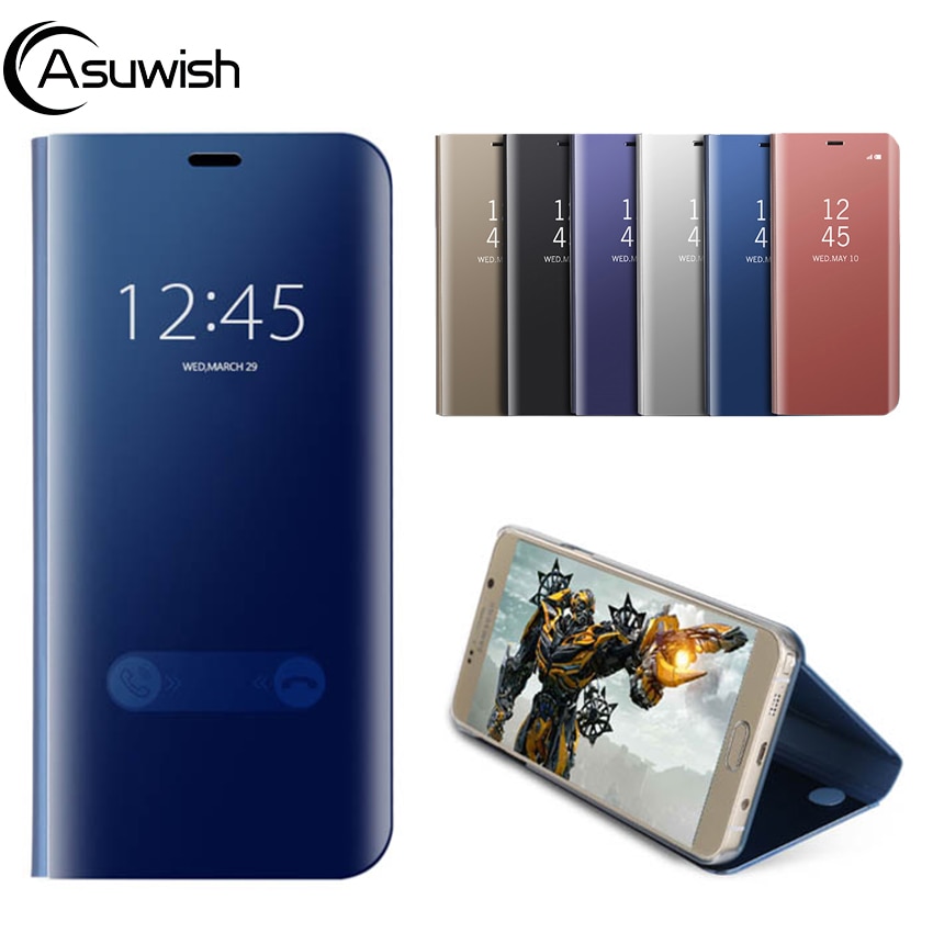 Spiegel Flip Schutzhülle Telefon Fall Für Samsung Galaxy A8 Plus EINE 8 A8plus SM A530 A730 A530F A730F SM-A730F DS Stehen Abdeckung