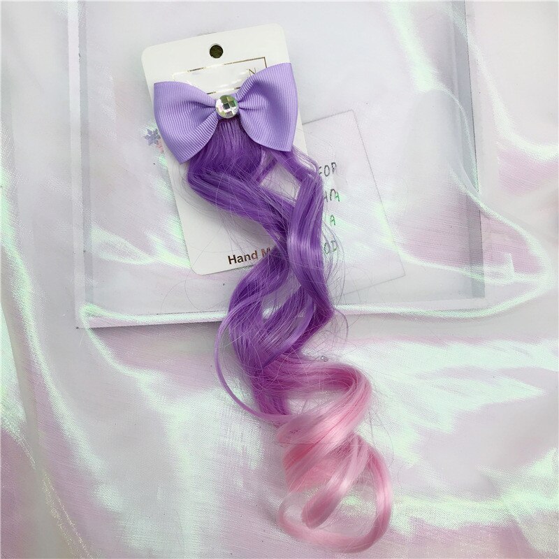 1pc Child Cute Bow Crystal Elastic Hair Band Rubber Band Hair Accessories Kids Wig Headband Girls Twist Braid Rope Headdress