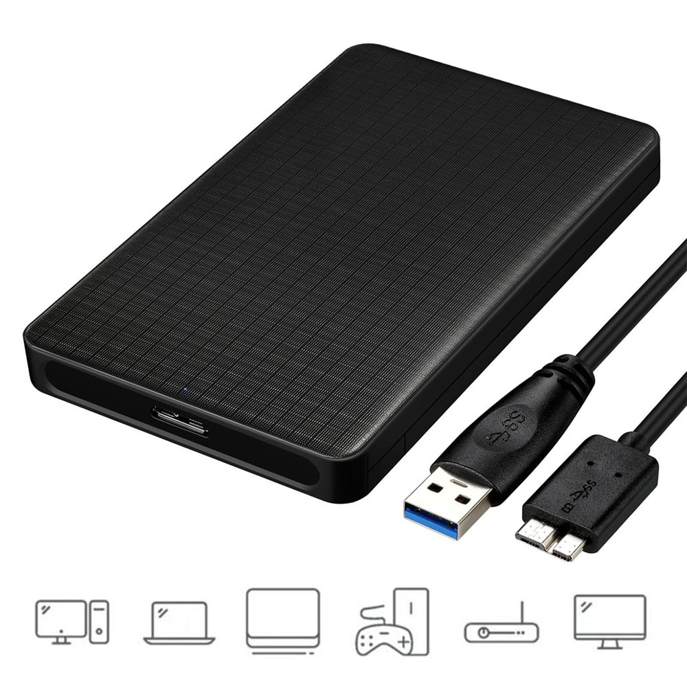 Moda abs 2.5 &quot;usb 3.0 sata caixa hdd, disco rígido externo hdd capa preta