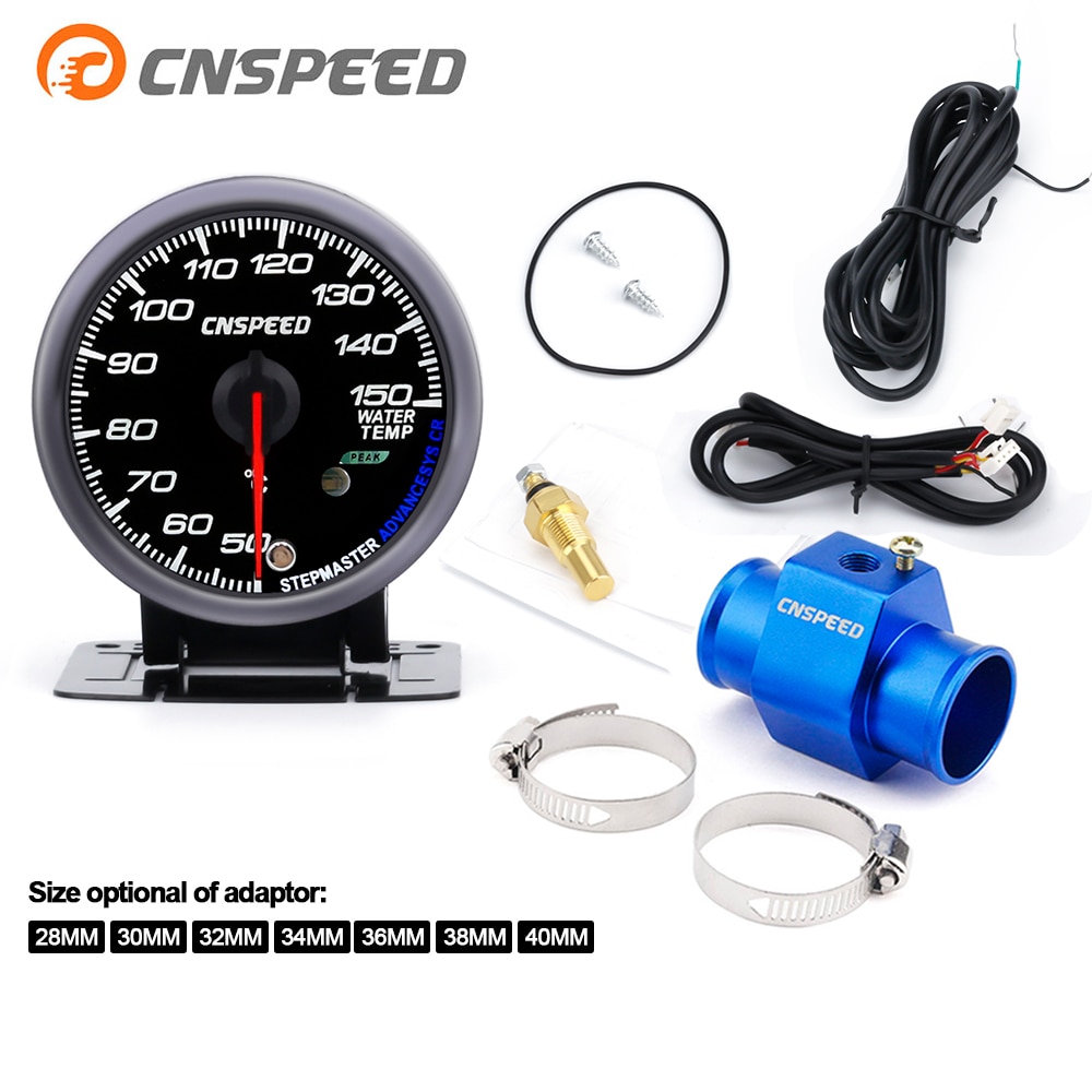CNSPEED 60mm temperatura del agua del coche 20-120 grados Celsius con sensor de temperatura del agua 1/8NPT tubo adaptador de transferencia YC101413