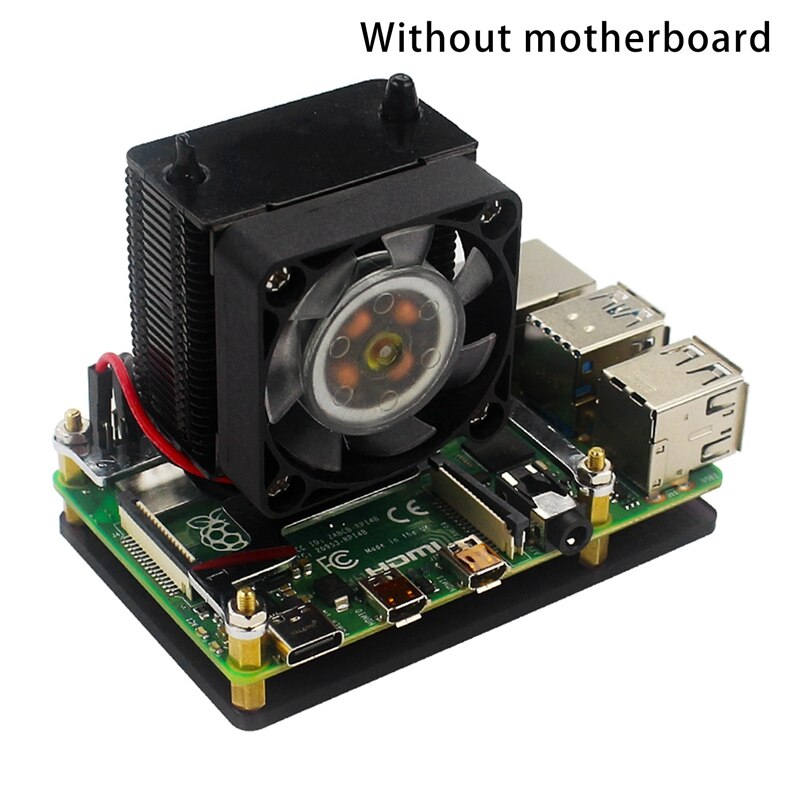 Para Raspberry Pi Shell 4 B / 3B / 3B torre de hielo ventilador de refrigeración V2.0 Super disipación de calor 7 colores Vertical