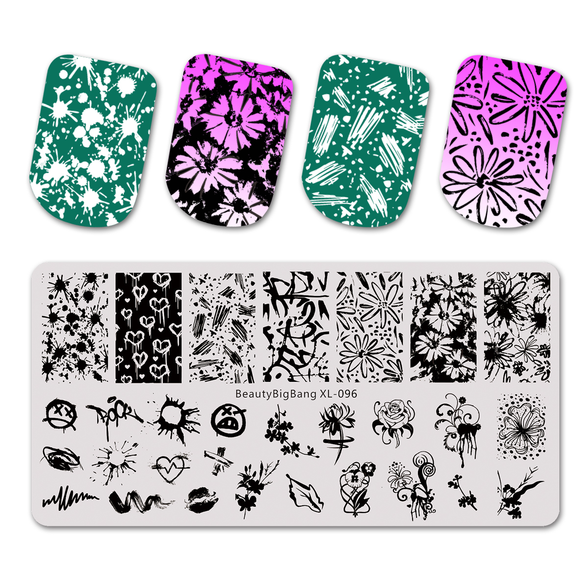 BEAUTYBIGBANG ongles estampage plaques fleur feuilles thème écureuil Cactus impression Image Nail Art pochoir modèle moule XL-098: 96