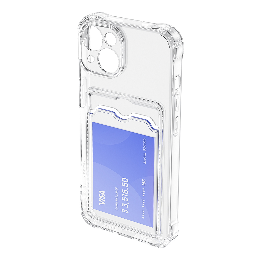 Toocki Transparante Telefoonhoesje Duidelijke Telefoontas Voor iPhone 15 14 13 12 Pro Max Plus Siliconen TPU Zachte Schokbestendige Achterkant Portemonnee Cover: Black