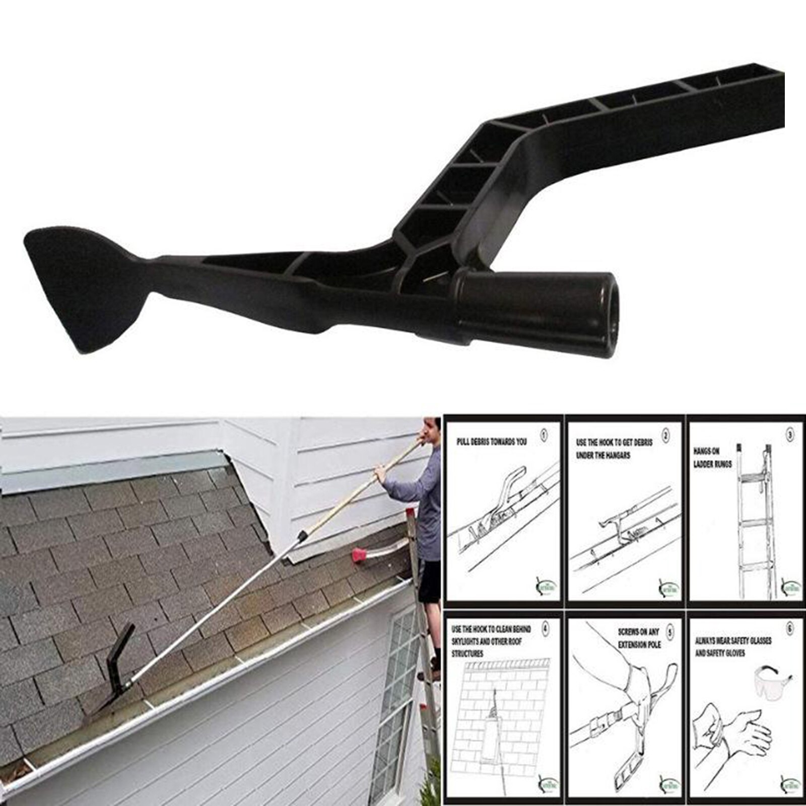 Gutter cleaning tools roofing guard cleaner tool with telescopic extendable telescopic pole easy remove leaves and debris from the ground