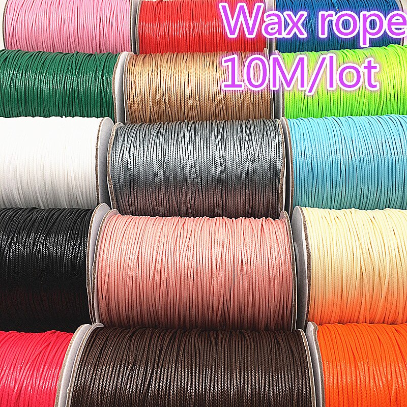 10M Durchmesser 1,0mm Gewachste Baumwolle Schnur Gewachst Gewinde Schnur String Strap Halskette Seil Bead Für Schmuck Machen DIY armband