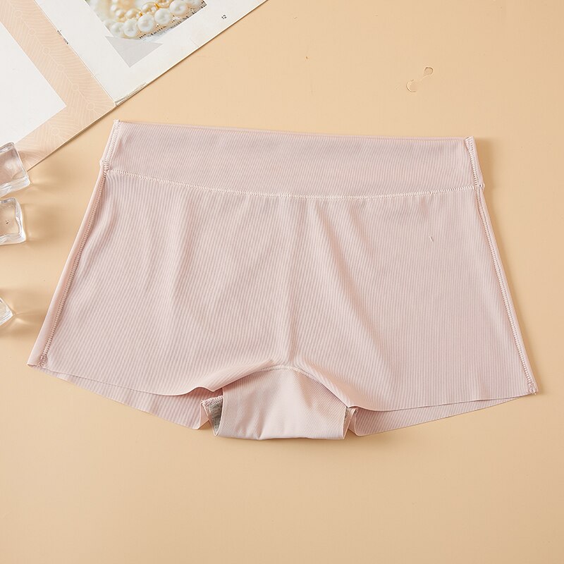 Bezszwowe jedwabne damskie krótkie spodnie bezpieczeństwa nylonowe majtki bezśladowe dziewczęce opróżnione szorty bokserki letnia fajna bielizna damska: różowy / M (weight 38-48kg)