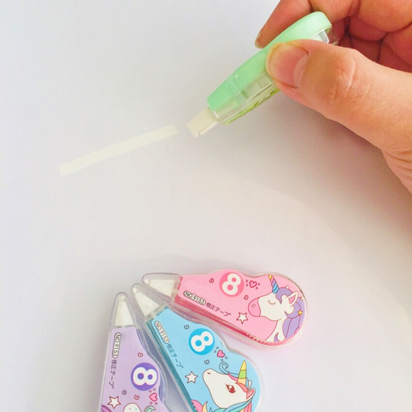 4 stk/sæt kawaii tegnefilm korrekturtape børn tegnefilm korrektur papirvarer 5mm plast korrektion tape skole kontorartikler