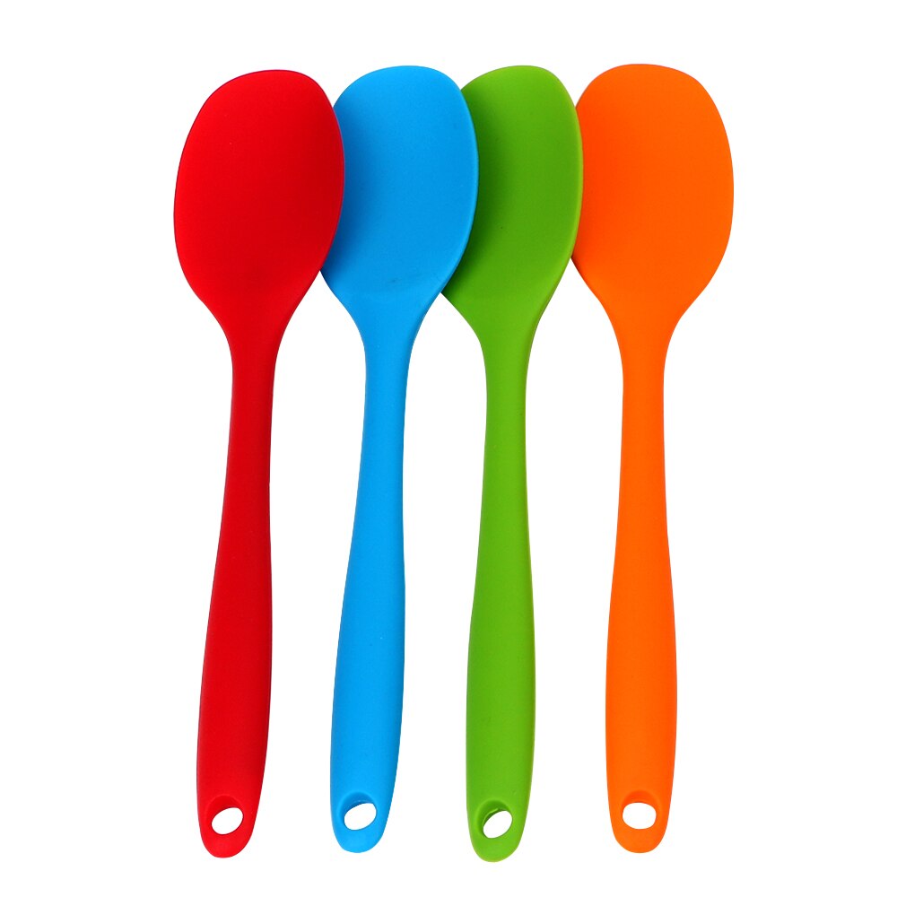 Cuchara mezcladora de silicona para cocina, cucharas para sopa, utensilios de cocina de mango largo, espátula para masilla de pastel