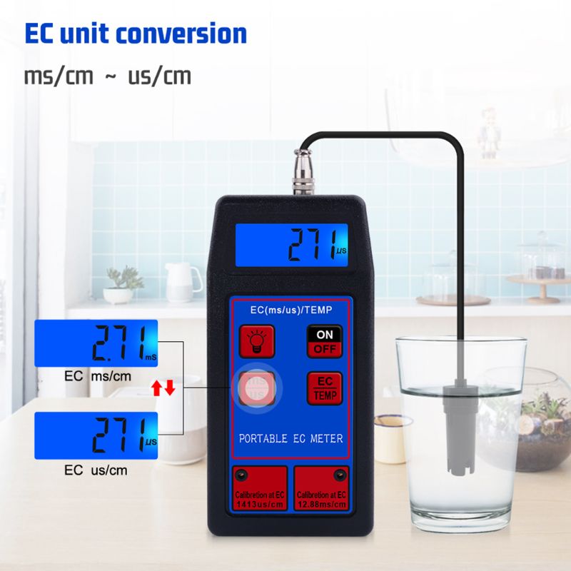 Newest EC-8423 Digital EC Meter 2 in 1 TEMP EC Tester Conductivity Meters Water Test Tool for Pool Drink Water A