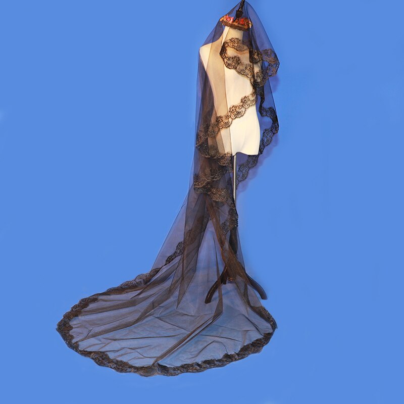 Velo De Novia De una capa, Velo De Novia Largo, con borde De encaje, 3m