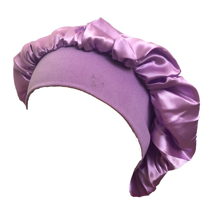1Pcs Hair Bonnet Satin Cheveux Nuit Gorro Sleeping Hair Cap Shower Head Wrap Styling Bonnets for Women Czepek: Purple