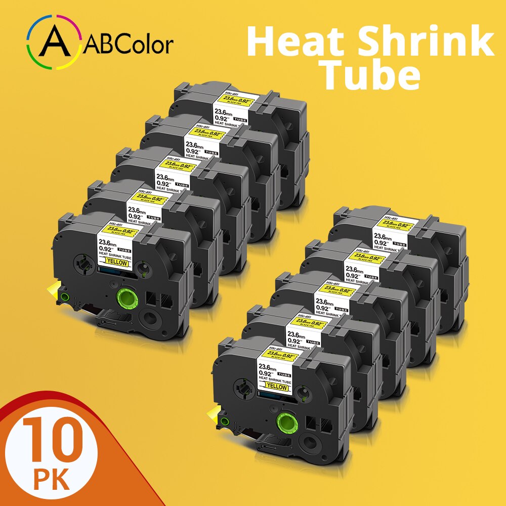 Il nero su bianco giallo per il creatore dell'etichetta di p-touch del fratello HSe-251 il nastro dell'etichetta della metropolitana termorestringente di 24mm per il HSe-651 del fratello: 10PK Black on Yellow