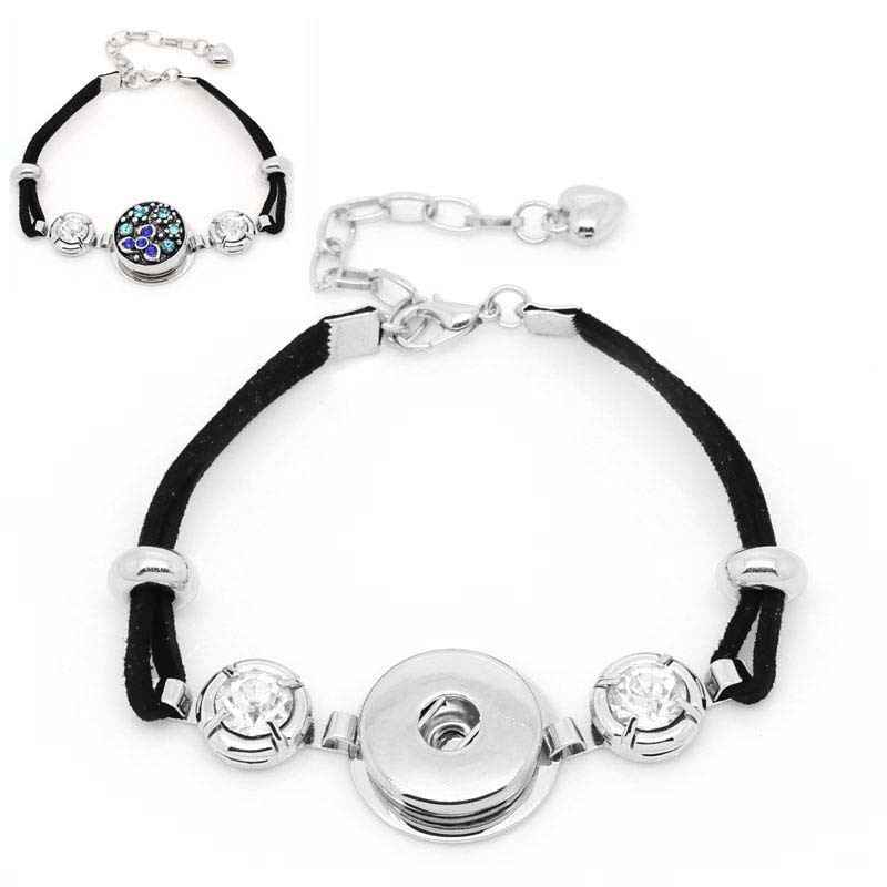 smooth Korea Velvet leather snap bracelet 20cm fit 20mm DIY snap buttons Lobster Clasp SE0109