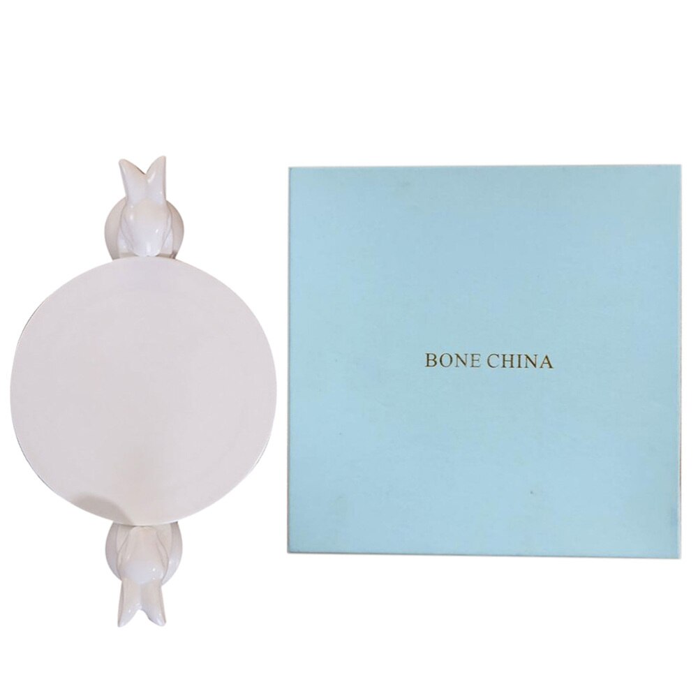 Easter Ceramic Cake Storage Home Display Tray Bunny Tray with Box