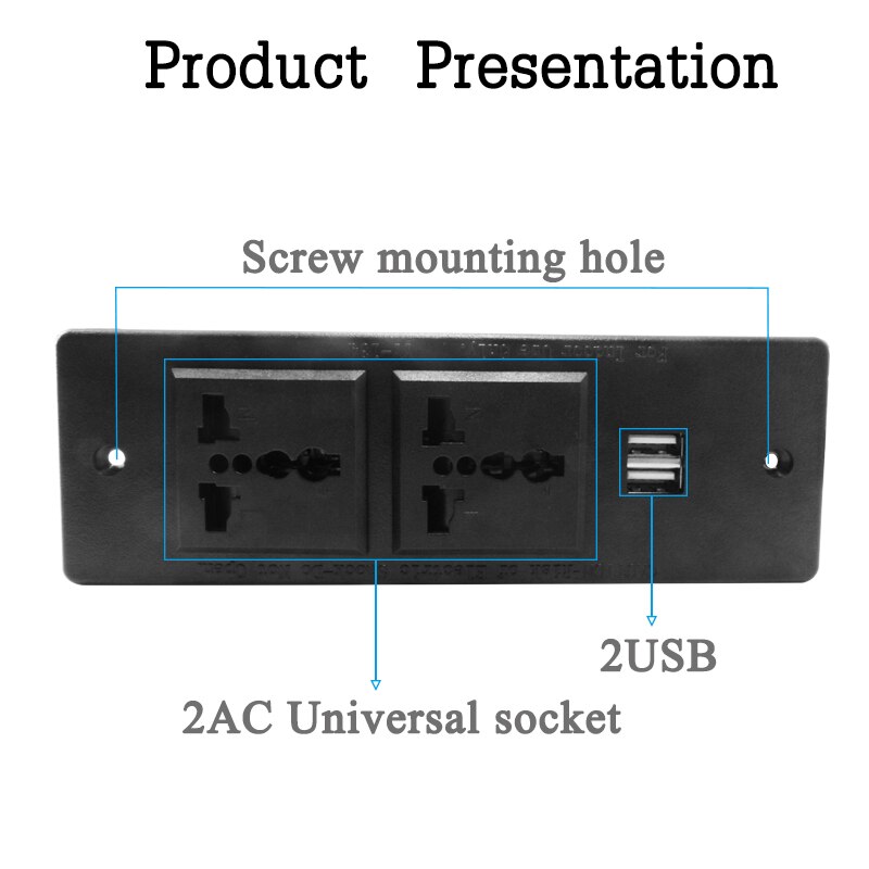 Embedded Desktop Muur Outlets Power Distributeur Socket 2USB Eu Uk Us Au Israël Universele Socket Extension Socket 2M Cord