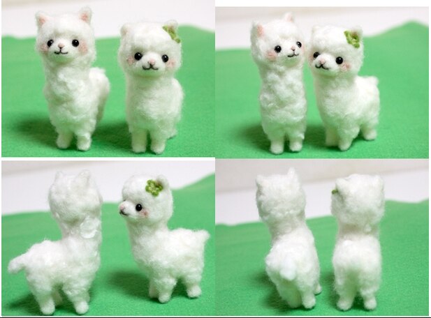 Juego de costura de lana de animales de dibujos animados de alpaca, aguja de fieltro de lana, decoración artesanal, artesanal, artesanal