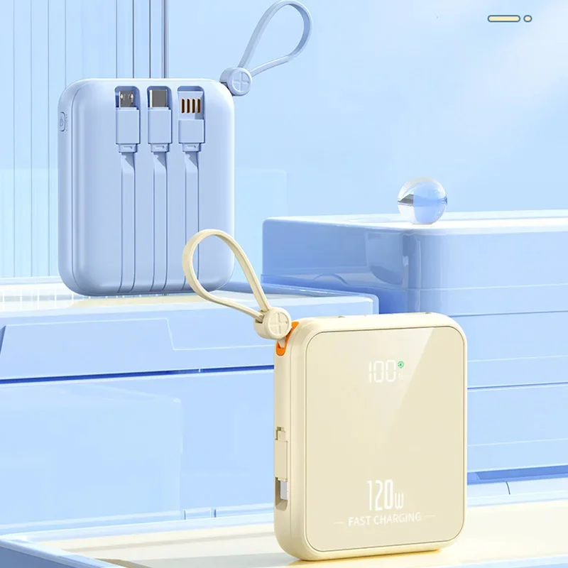 50000mah 120W Outdoor Portable Powerbank Fast Charging PD20W Power Bank Mini Compact Battery Charger Comes With Four Wire
