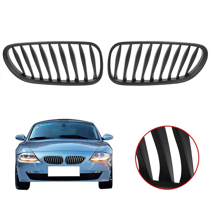 Matte Black Front Kidney Grille Pair For BMW Z4 E85 E86 & M Coupe (2003-2008)