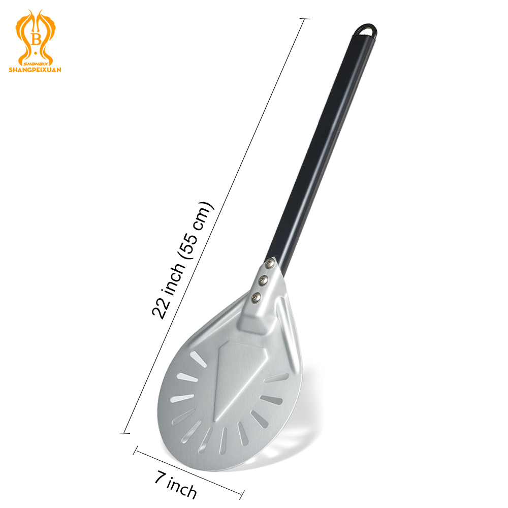 Pala para Pizza perforada, herramienta redonda corta con mango de madera antideslizante, pala para Pizza pequeña, 6, 8, 9 pulgadas: Verde militar