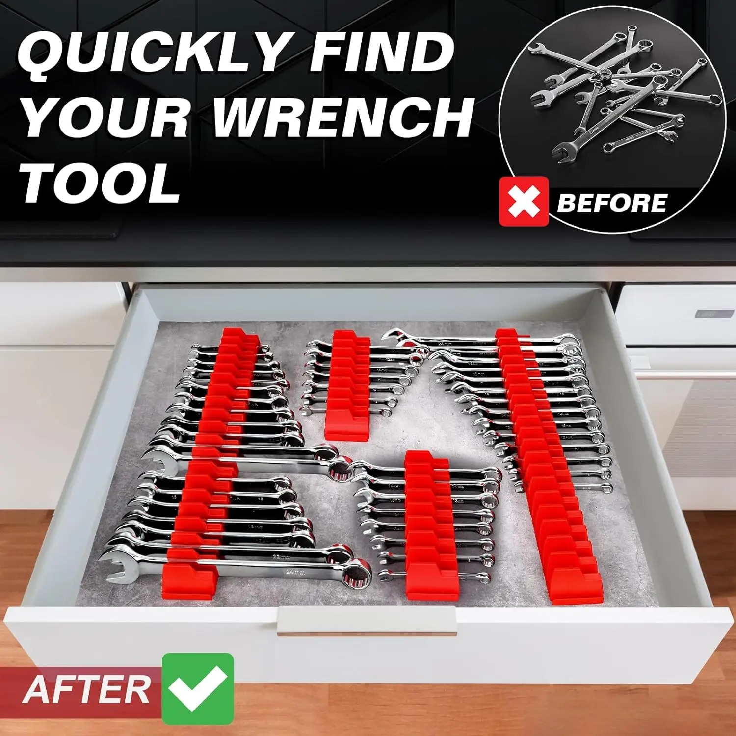 20pcs Wrench Pro Upright Storage Organizer Wrenches Magnetic Hexagonal Head Style - Modular Toolbox Holder Made Durable Plastic