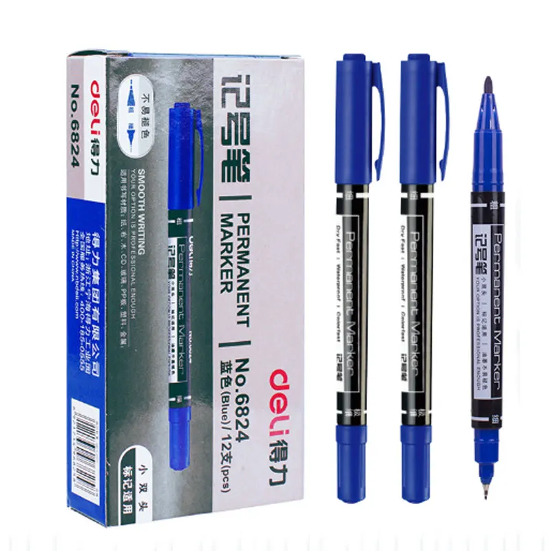 9pcs/Set Permanent Paint Marker Pen Oily Waterproof Black Pens for Tyre Markers Quick Drying Signature Pen Stationery Supplies: 9 pcs blue