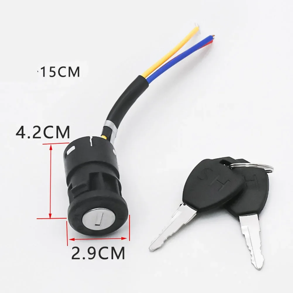 Ignition Key Switch Lock 3 Wire - Key Switch Starter Parts For Electric Trike And Scooter Carts, Bikes With Key Scooters DIY: Brown