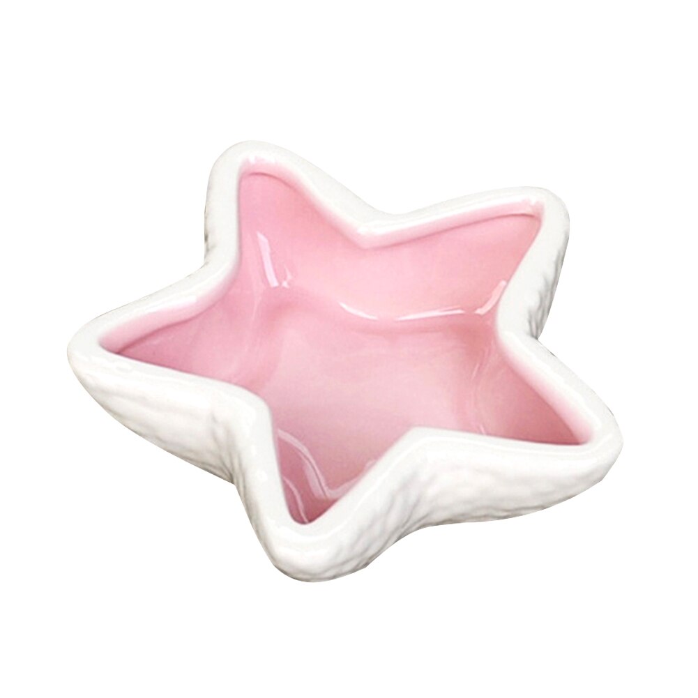 Cuenco de cerámica para comida de mascotas, recipiente de almacenamiento para beber, erizo, hámster, estrella de mar: Pink