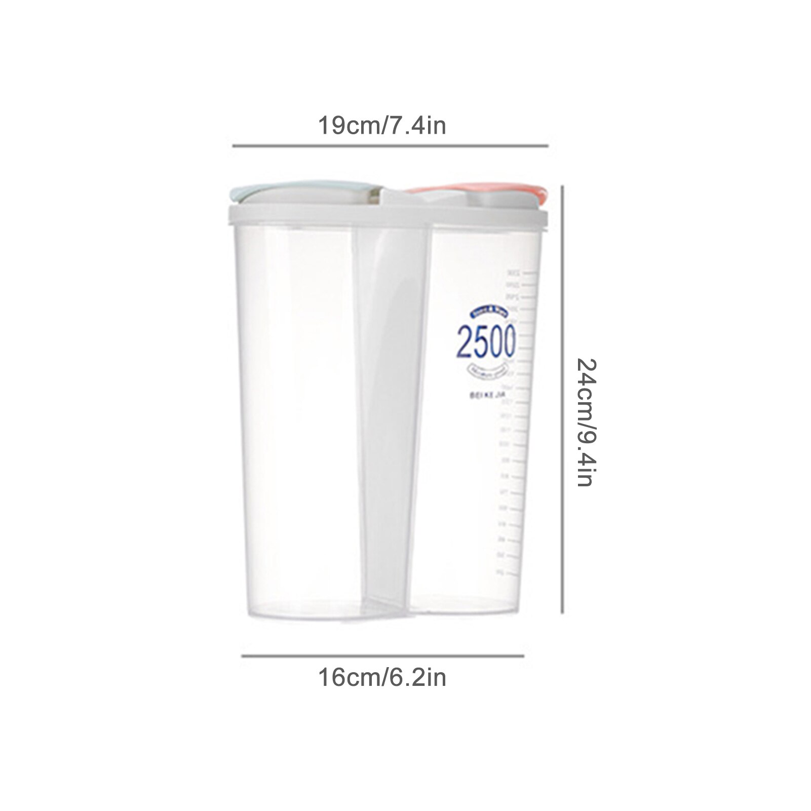 3000ml Food Storage Container Plastic Kitchen Refrigerator Noodle Box Multigrain Storage Tank Transparent Sealed Cans: 4 cells 2500ml