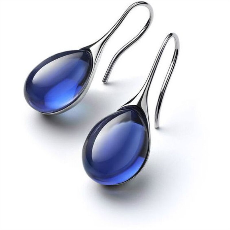 Kleur Ingelegd Water Glass Stone Oorbellen Met Overdreven Persoonlijkheid Voor Vrouwen Sieraden: Blauw