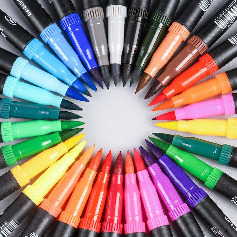 12/24 farver dobbelt spids penselpen highlighter fed fine liner kalligrafi tegning signatur kunst maleri skolebørn  a6855