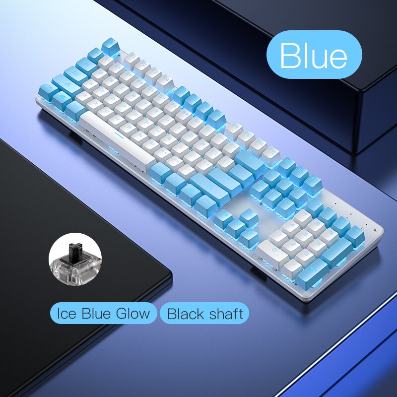 Wired Gaming Keyboard Blue Black Switch Mechanical Keyboard RGB Backlit 104 keys Anti-ghosting Laptop PC Gamer Pink Keyboards: blue 2