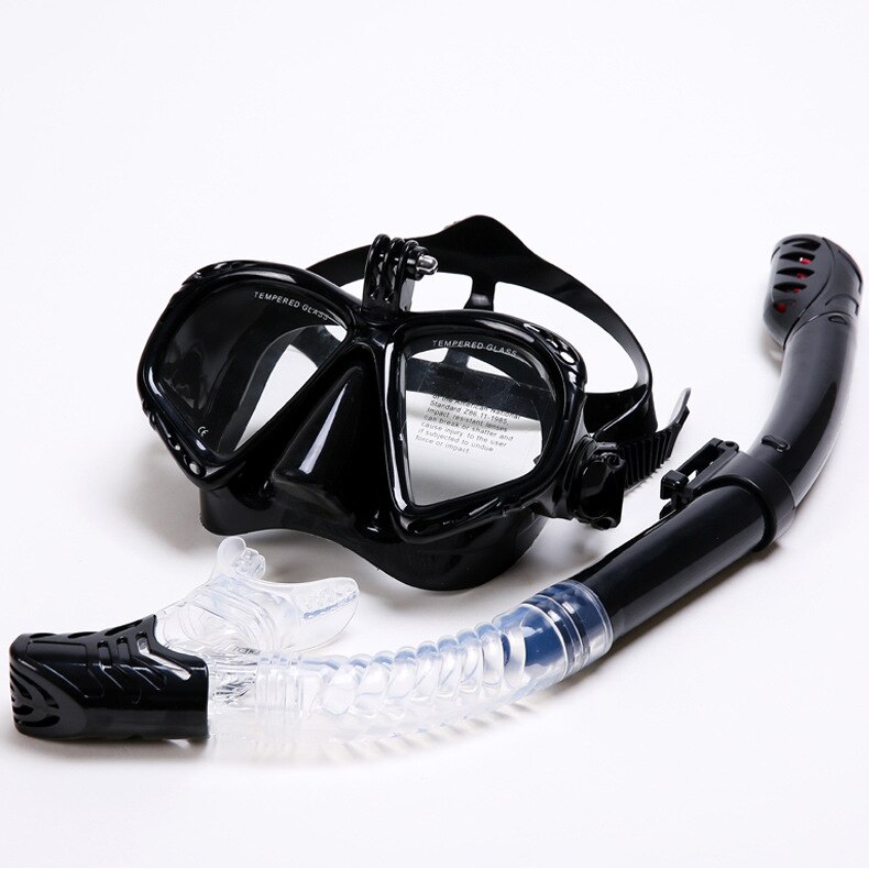 Máscara de esnórquel gafas de buceo completamente seco con soporte tubo de respiración gafas para usar bajo el agua conjunto de gafas de natación para hombres y mujeres: Black st(2201-198)