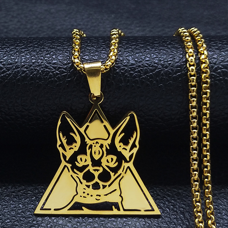 Collar de diosa del gato egipcio Bastet, collares Vintage de acero inoxidable, Color plateado, antiguo Egipto, joyería para hombre N4637S02: De arma