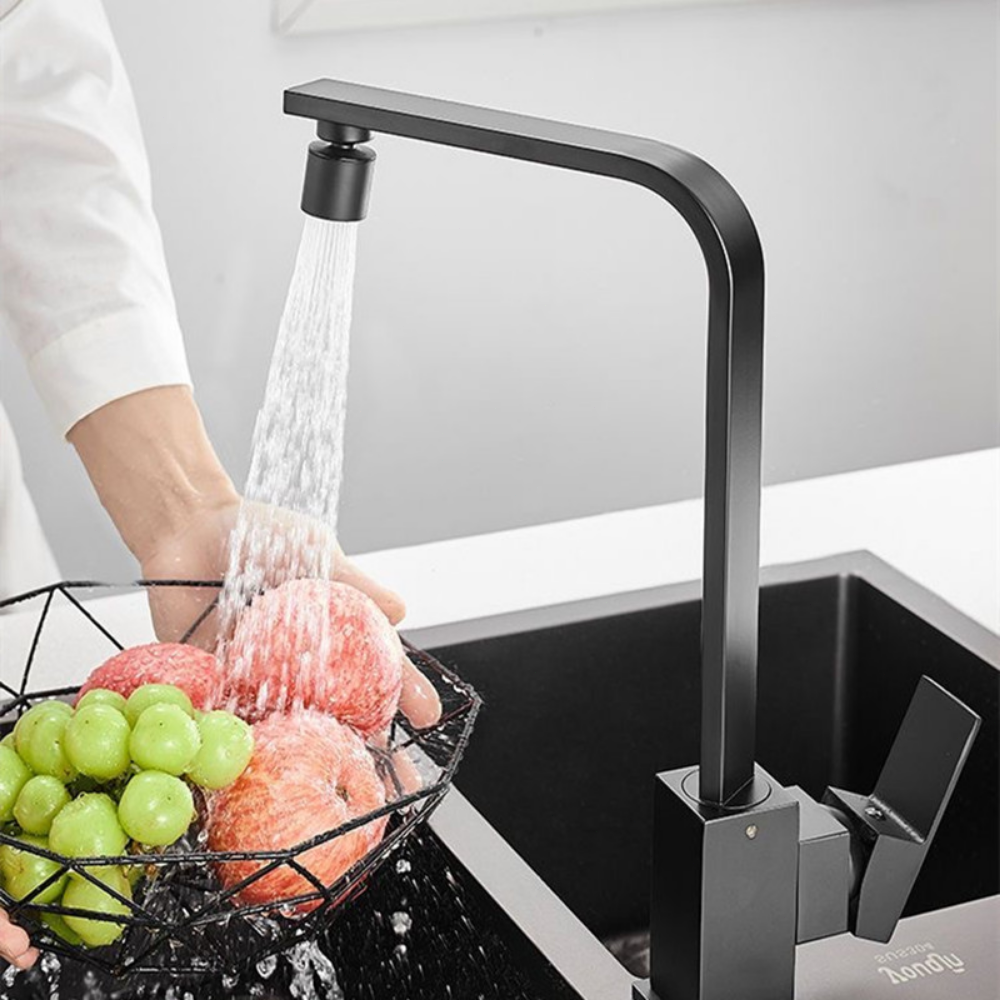 Grifo de cocina negro aireador de 360 °, 2 modos, boquilla de lavabo, extensor a prueba de salpicaduras, grifo de fregadero, aireador presurizado, burbujeador