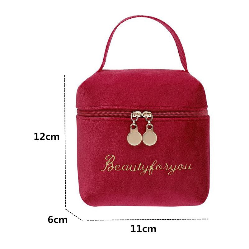 1 bolso para cosméticos de terciopelo de PURDORED, bolsa de maquillaje de viaje, organizador de Color sólido, bolsa de maquillaje femenina, neceser