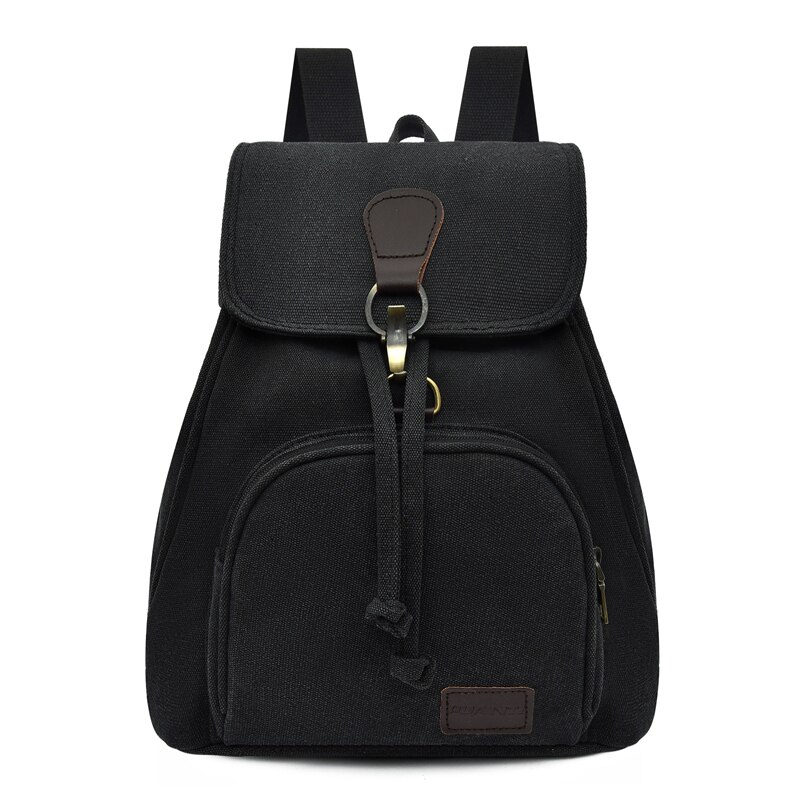 Mannen canvas rugzakken vintage schooltas voor tienermeisjes retro college student mannelijke schooltassen stoffen rugzak: Zwart