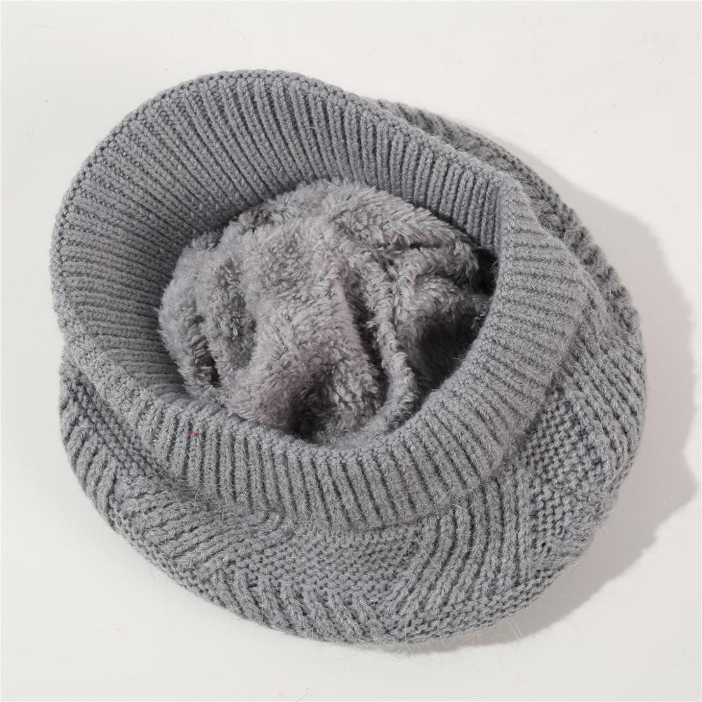Chapeaux en laine tricotée Skullies, 1 pièce, bonnets de cyclisme en plein air en poils de lapin pour femmes, visières chaudes en polaire, couleur unie