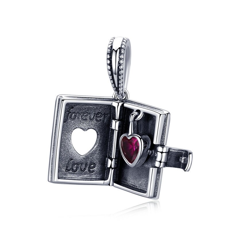 BISAER-caja de amor de Plata de Ley 925, jaula circular de corazón de amor para siempre, cuentas colgantes se ajusta a pulsera de dijes, joyería de plata 925: ECC980