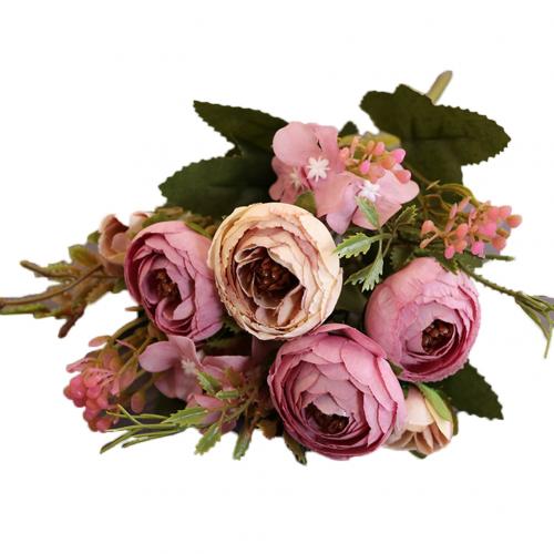 1pc kunstige blomster camellia hjem hage bryllupsfest møbler diy dekor blomster til dekorasjoner: Lilla