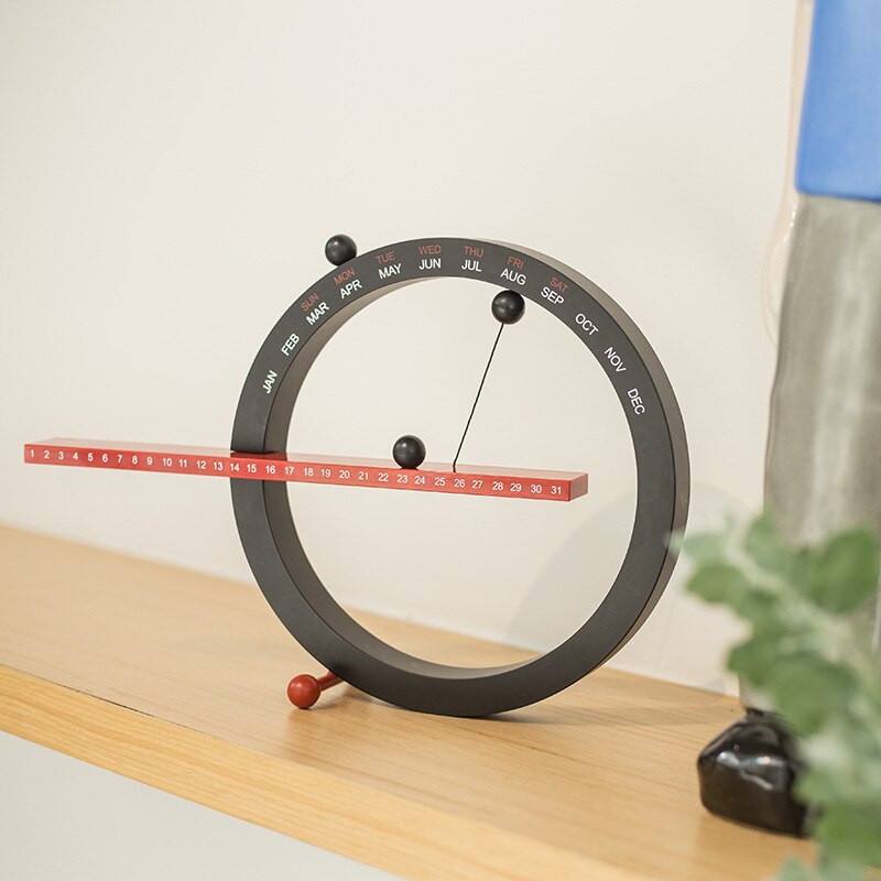 creativo magnetico sfera parete orologio perpetuo parete calendario novità casa arredamento europeo stile vita Camera Camera da letto ornamenti(Nero)