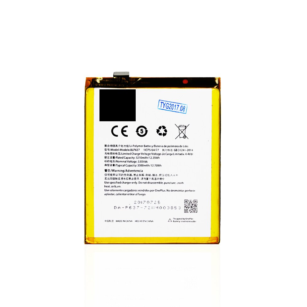 Smartphone Compatibel Interne Batterij Voor Oneplus 5 (3.85V, 3300 Mah, BLP637)
