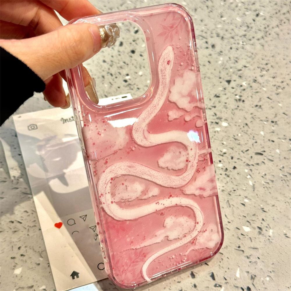 Funda de teléfono de serpiente blanca Xiangyun bonita de lujo para iPhone 16 15 14 13 Pro Max carcasa trasera a prueba de golpes para novia y amiga