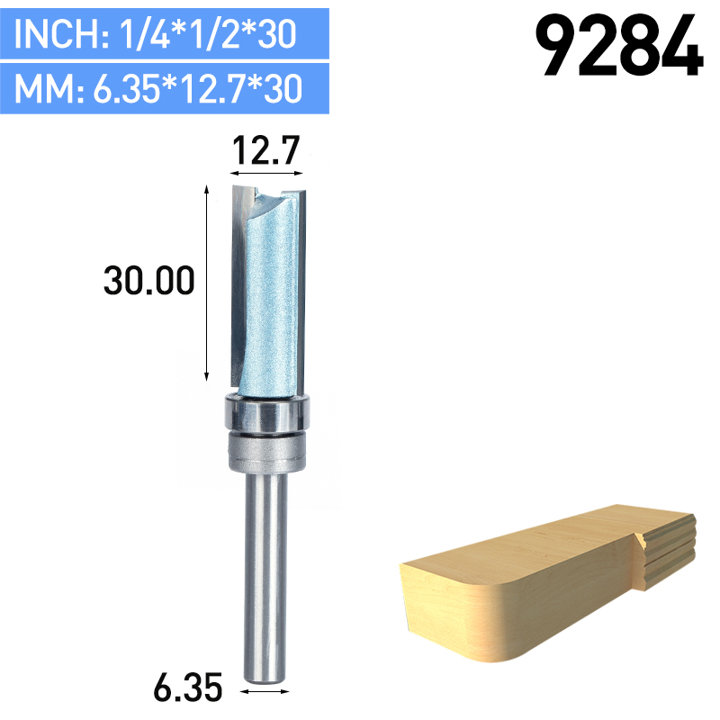 HUHAO 12.7 to 38mm Shank Flush Trim Router Bit Straight Bit Tungsten Woodworking Milling Cutter Tool: 9284