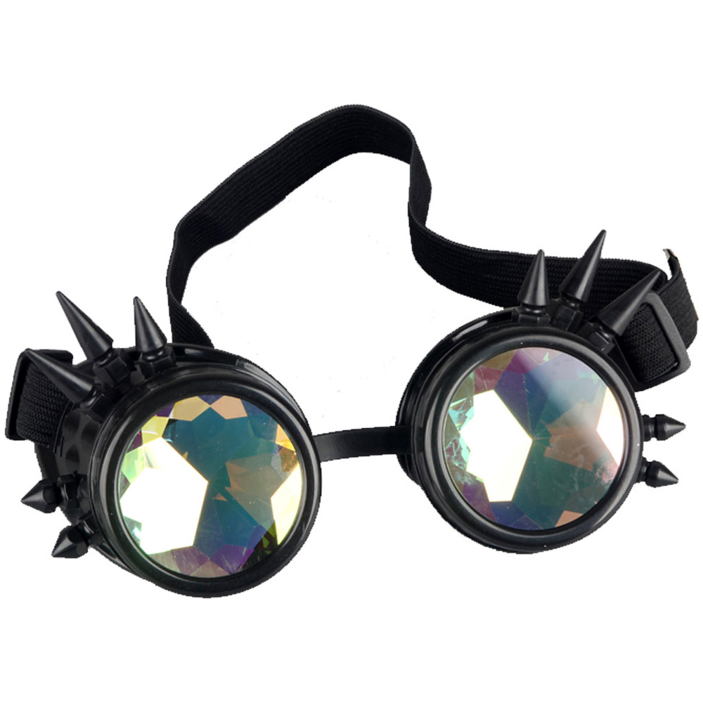 Multicolor Steampunk Goggle Glasses Welding Punk Spiked Gothic Cosplay: Black