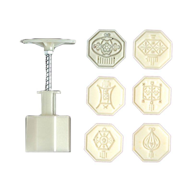 50g Mooncake Barrel Mold with 4/6 Flower Stamp Hand Press Moon Cake Pastry Mould: 4