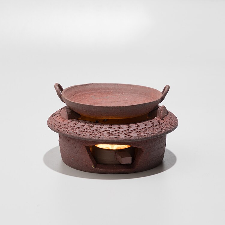 Estufa de té Vintage hecha a mano, accesorios creativos de arena de barro rojo, juego de té chino de Kung Fu, calentador de velas, decoración artesanal: A Style