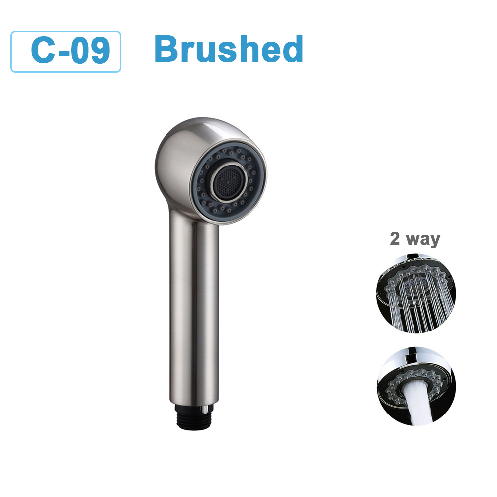 G1/2 Kitchen Faucet Head Pull Out Shower Nozzle Sprayer Bathroom Sink Tap Replacement Accessory Black Silver Golden Head Aerator: Brown