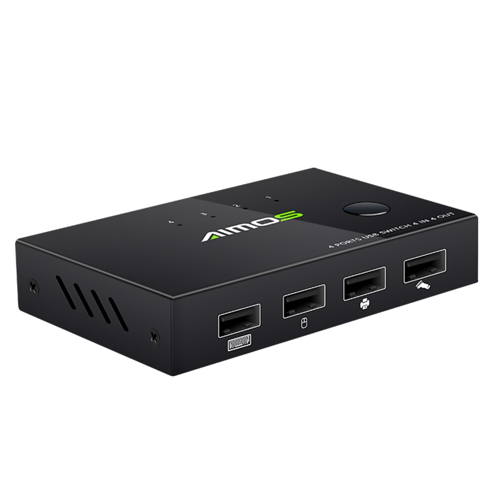 Metal Selector Keyboard Mouse Universal Plug And Play USB Interface KVM Switch Box Hub Adapter Fast Speed 4 In 4 Out For Printer