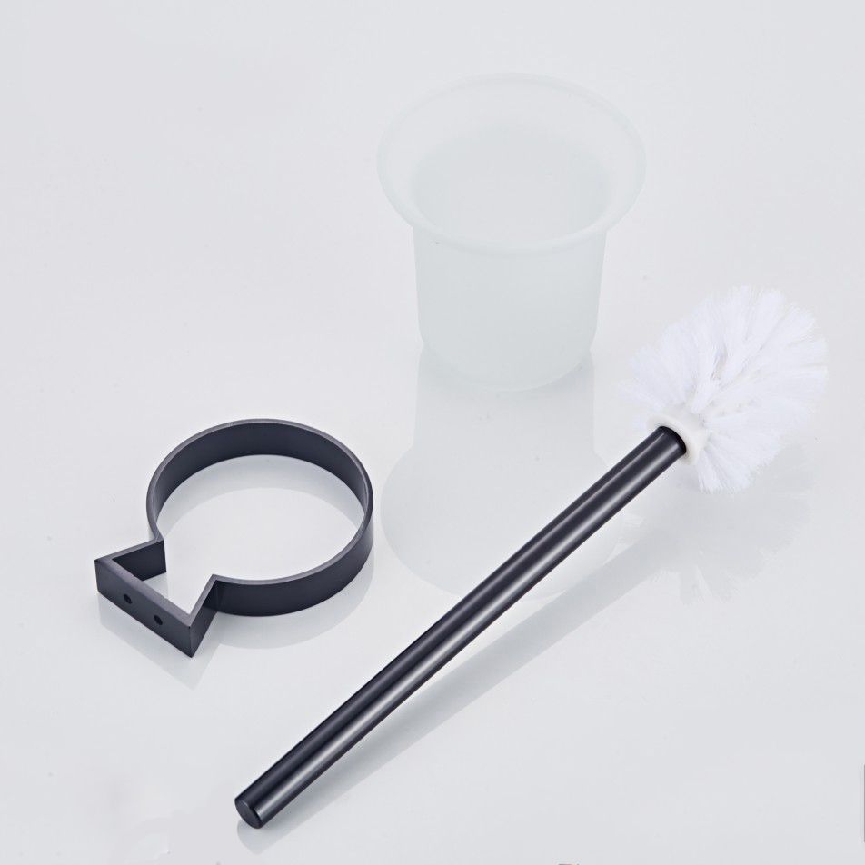 Nail Gratis Badkamer Accessoires Wandmontage Zwarte Ruimte Aluminium Badkamer Wc Borstel Houder Wc Schoonmaken